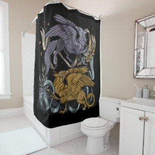 Silver and Gold Gryphon    Shower Curtain