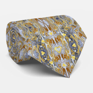 Silver and Gold Heart Abstract Designer Tie