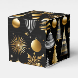 Silver And Gold Holiday Ornaments Cube Favour Box