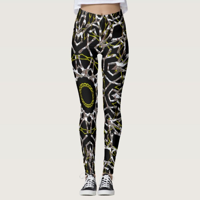 Silver and Gold Mandala Leggings (Front)