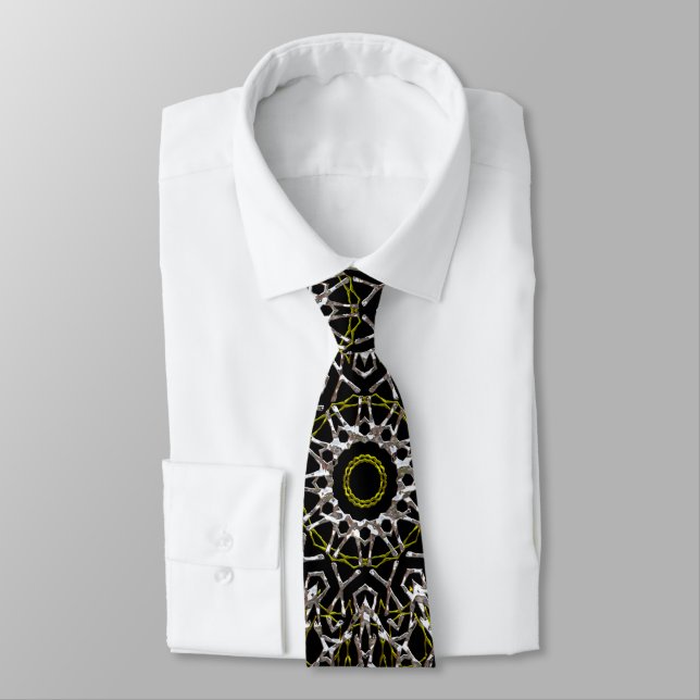 Silver and Gold Mandala Tie (Tied)