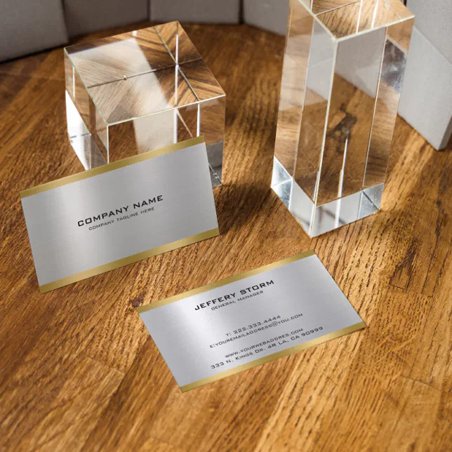Silver And Gold Metallic Texture Business Card | Zazzle