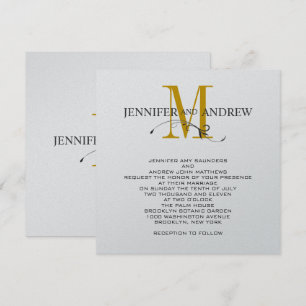 Silver and Gold Monogram Wedding Invitation