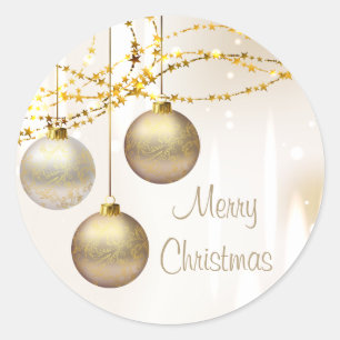 Silver and Gold Ornate Christmas Balls Classic Round Sticker