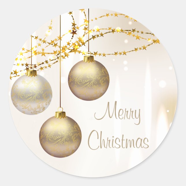 Silver and Gold Ornate Christmas Balls Classic Round Sticker (Front)