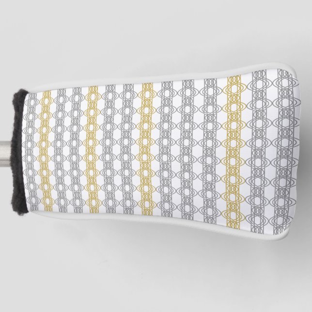 Silver and Gold Pattern Golf Head Cover (Front)