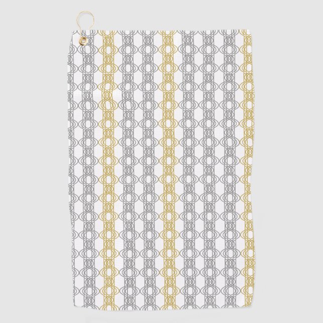Silver and Gold Pattern Golf Towel (Front)