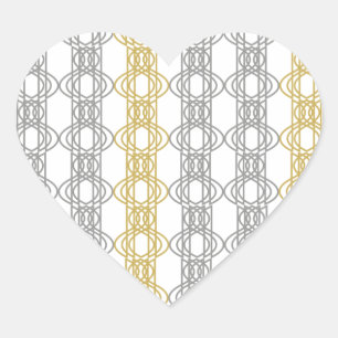 Silver and Gold Pattern Heart Sticker