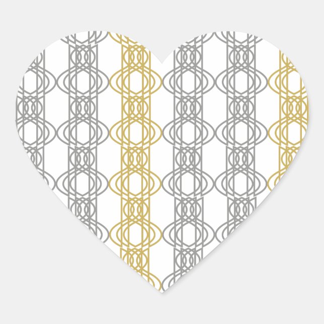 Silver and Gold Pattern Heart Sticker (Front)