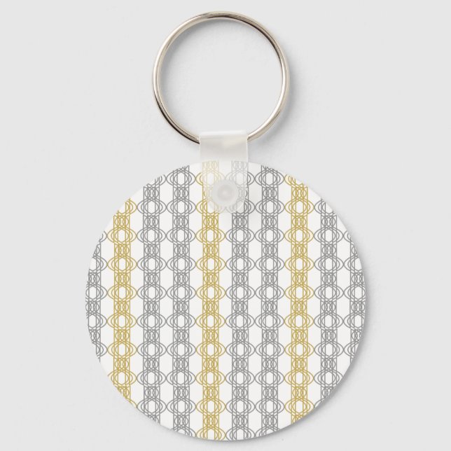 Silver and Gold Pattern Key Ring (Front)