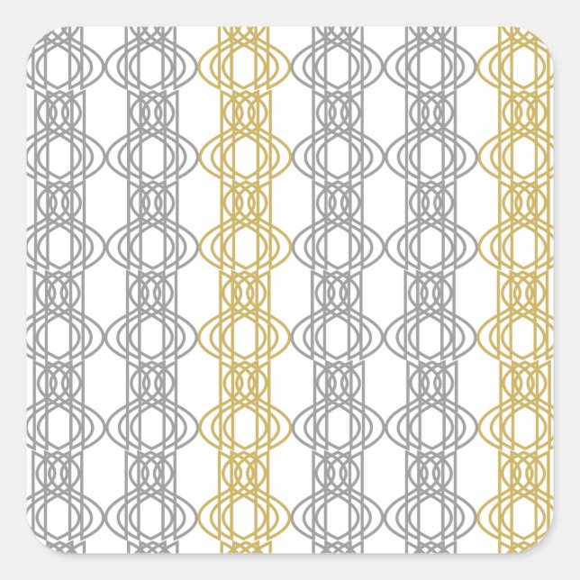 Silver and Gold Pattern Square Sticker (Front)