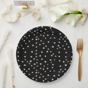 Silver and Gold Polka Dots  Paper Plate