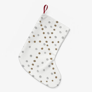 Silver and Gold Polka Dots  Small Christmas Stocking