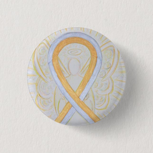 Silver and Gold Ribbon Awareness Angel Pins (Front)