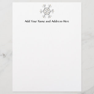 Silver and Gold Snowflake #2 Letterhead Template