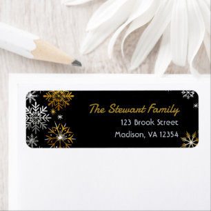 Silver and Gold Snowflake Christmas Return Address