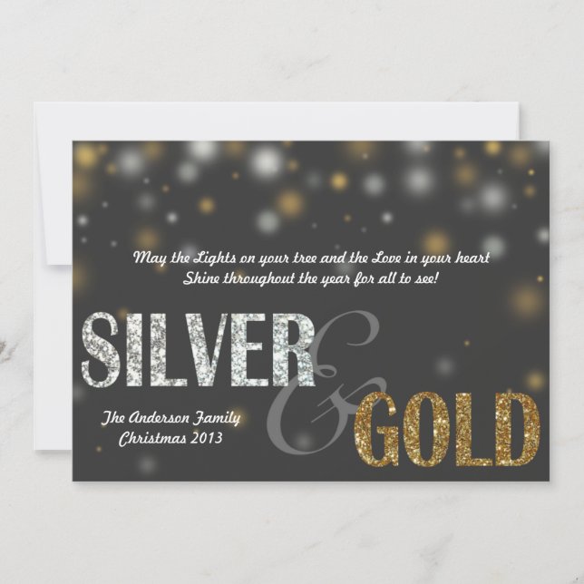 Silver and Gold Sparkle Holiday Card (Front)