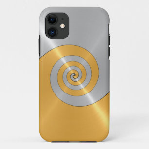 Silver and Gold Stainless Shiny Metal Swirl iPhone 11 Case