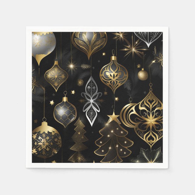 Silver And Gold Traditional Ornaments  Napkin (Front)