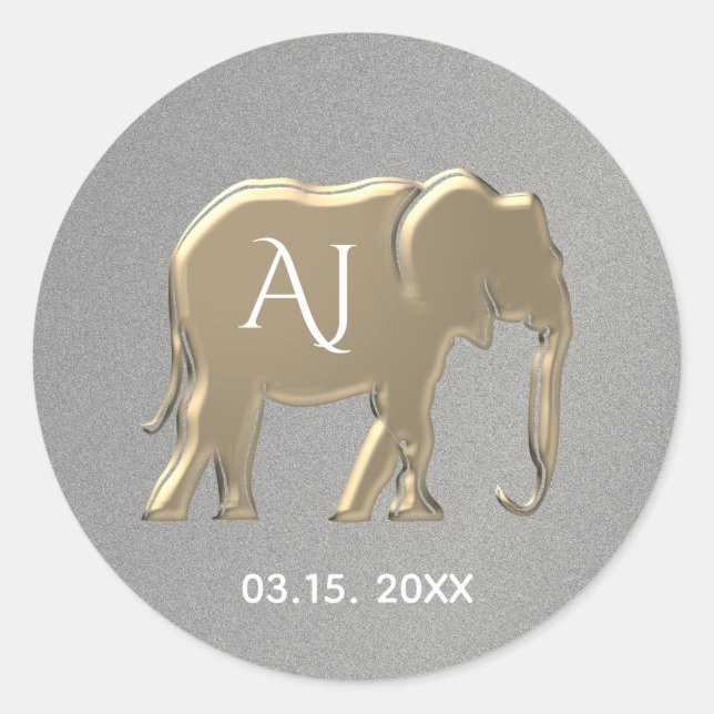 Silver and Gold  Wedding Favour Classic Round Sticker (Front)