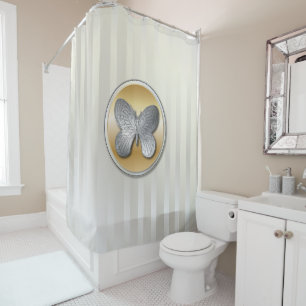 Silver and golden effect butterfly bg3 shower curtain