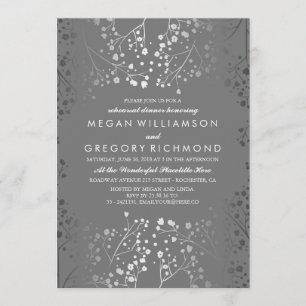 Silver and Grey Baby's Breath Rehearsal Dinner Invitation