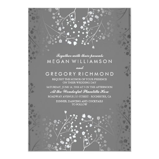 Image of Silver and Grey Baby's Breath Wedding Invitations
