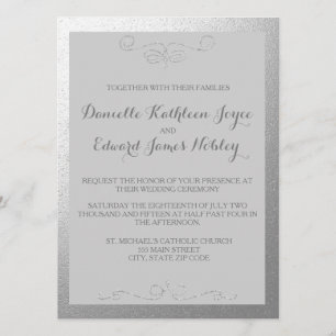 Silver and Grey Foil Wedding Invitations