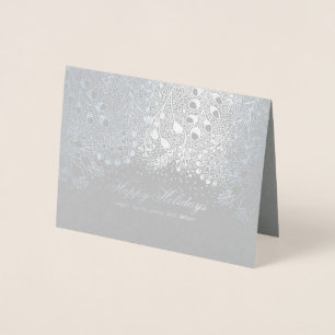 Silver and Grey Winter Holidays Family Wishes Foil Card