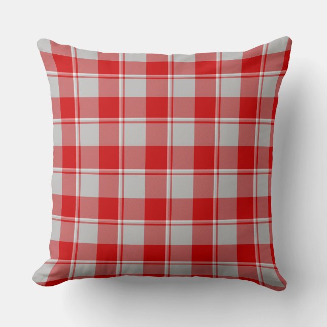 Silver and Guardsman Red Plaid Cushion (Front)