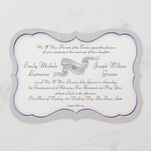 Silver and Lavender Ribbon Banner and Scallops Invitation