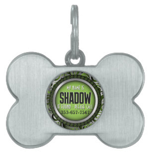 Silver and Lime Green   Personalise Pet ID Tag