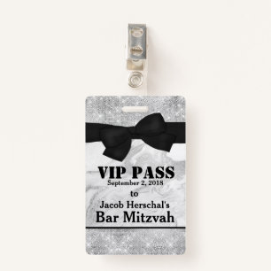 Silver and Marble VIP Party Badge ID Badge
