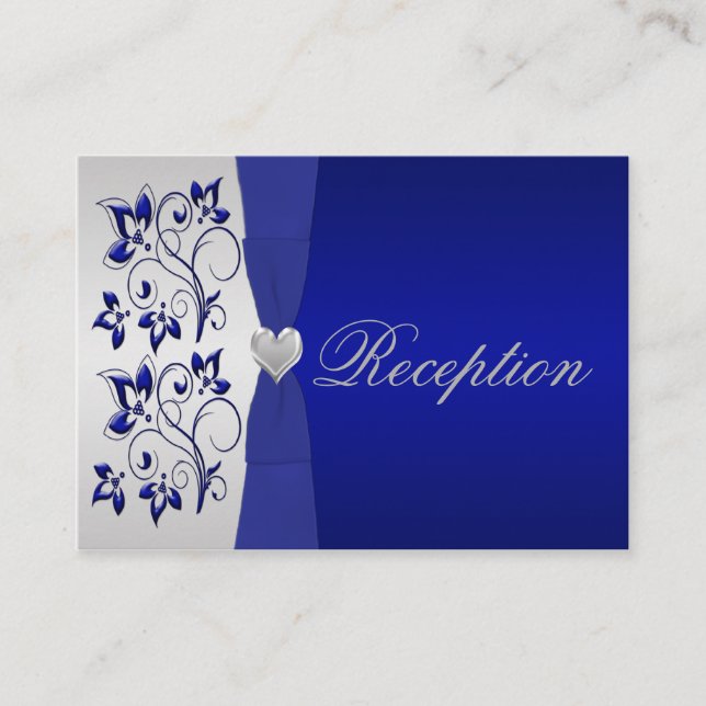 Silver and Navy Floral Enclosure Card (Front)