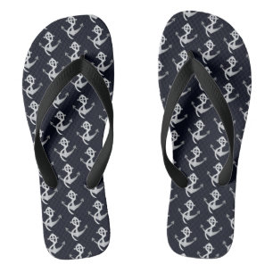 Silver and Navy Nautical Anchor Sandals
