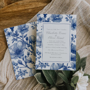 Silver And Navy Wedding  Invitation