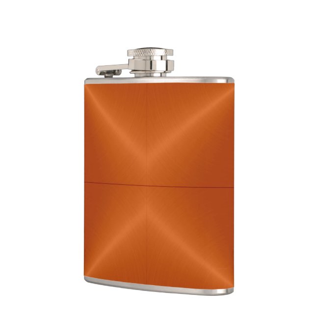 Silver and Orange Metallic Steel Metal Hip Flask (Left)