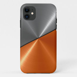 Silver and Orange Stainless Steel Metal 2 iPhone 11 Case