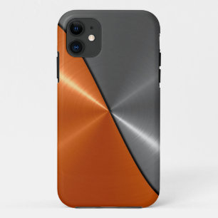 Silver and Orange Stainless Steel Metal 3 iPhone 11 Case
