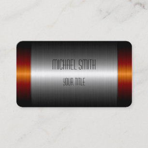 Silver and Orange Stainless Steel Metal Business Card