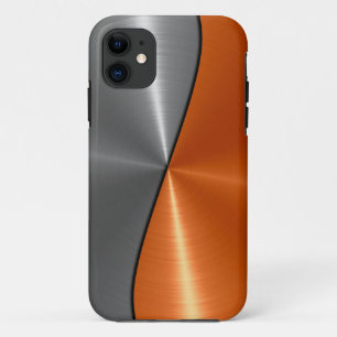 Silver and Orange Stainless Steel Metal iPhone 11 Case