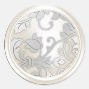 Silver and Pearl Damask Envelope Seal