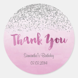 Silver and Pink Birthday Sticker