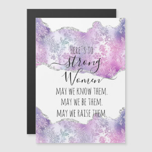 Silver and Pink Botanical Strong Women Quote Gift