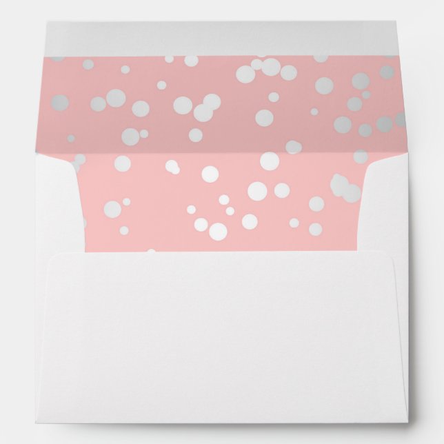 Silver and Pink Confetti Dots Elegant Wedding Envelopes (Back (Bottom))