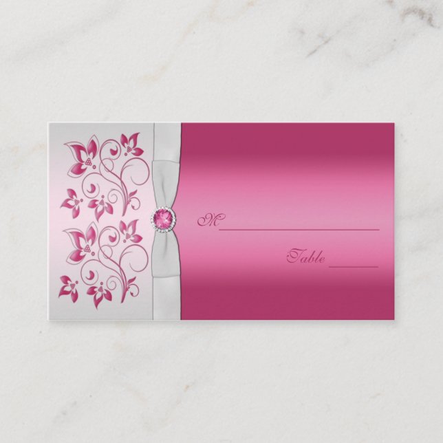 Silver and Pink Floral Placecards (Front)