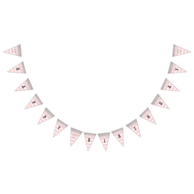 Silver and Pink Happy Birthday Banner (All)
