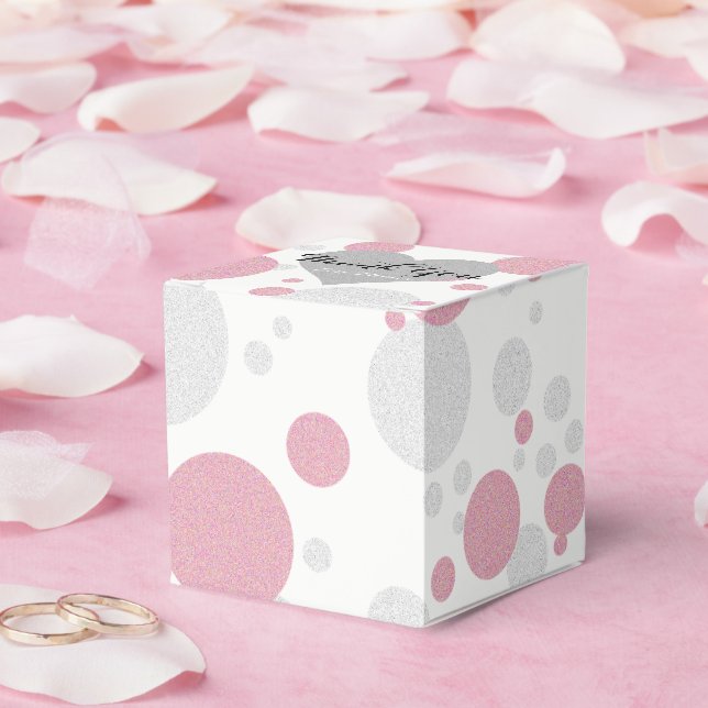 Silver and Pink Polka Dot Shower Wedding Party Favour Box (Wedding)
