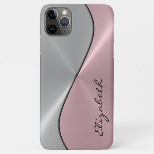 Silver and Pink Stainless Steel Metal iPhone 11 Pro Max Case