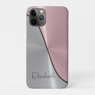 Silver and Pink Steel Metallic iPhone 11 Pro Case